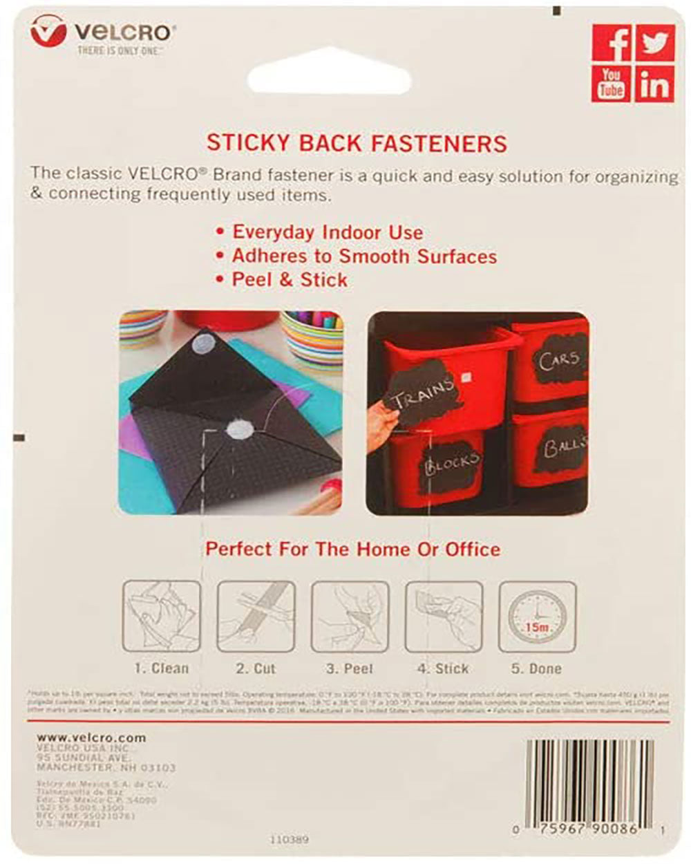 Velcro Tape 3/4"x5' Black
