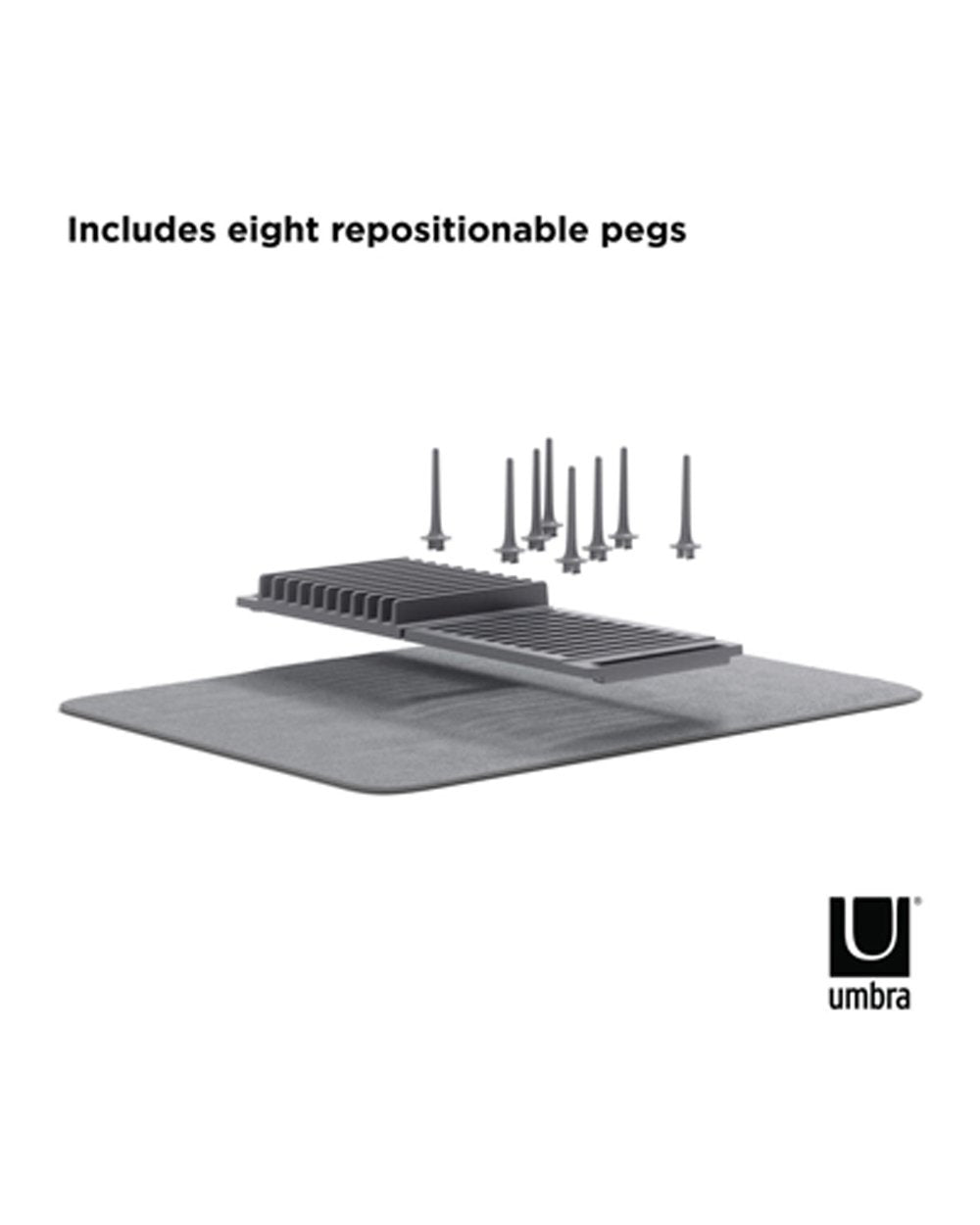 Umbra UDry Peg Drying Rack with Mat Charcoal