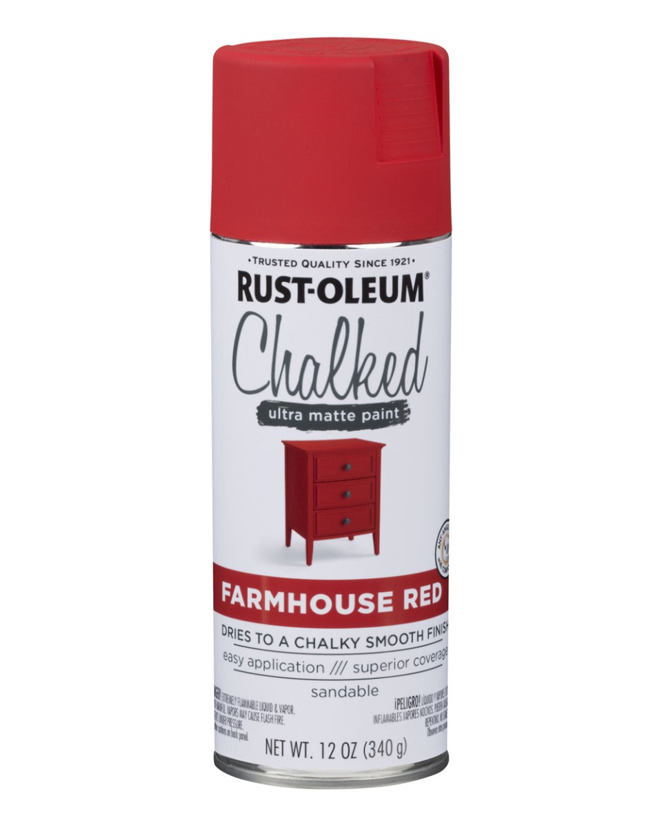 RustOleum Chalked Ultra Matte Spray Paint Farmhouse Red