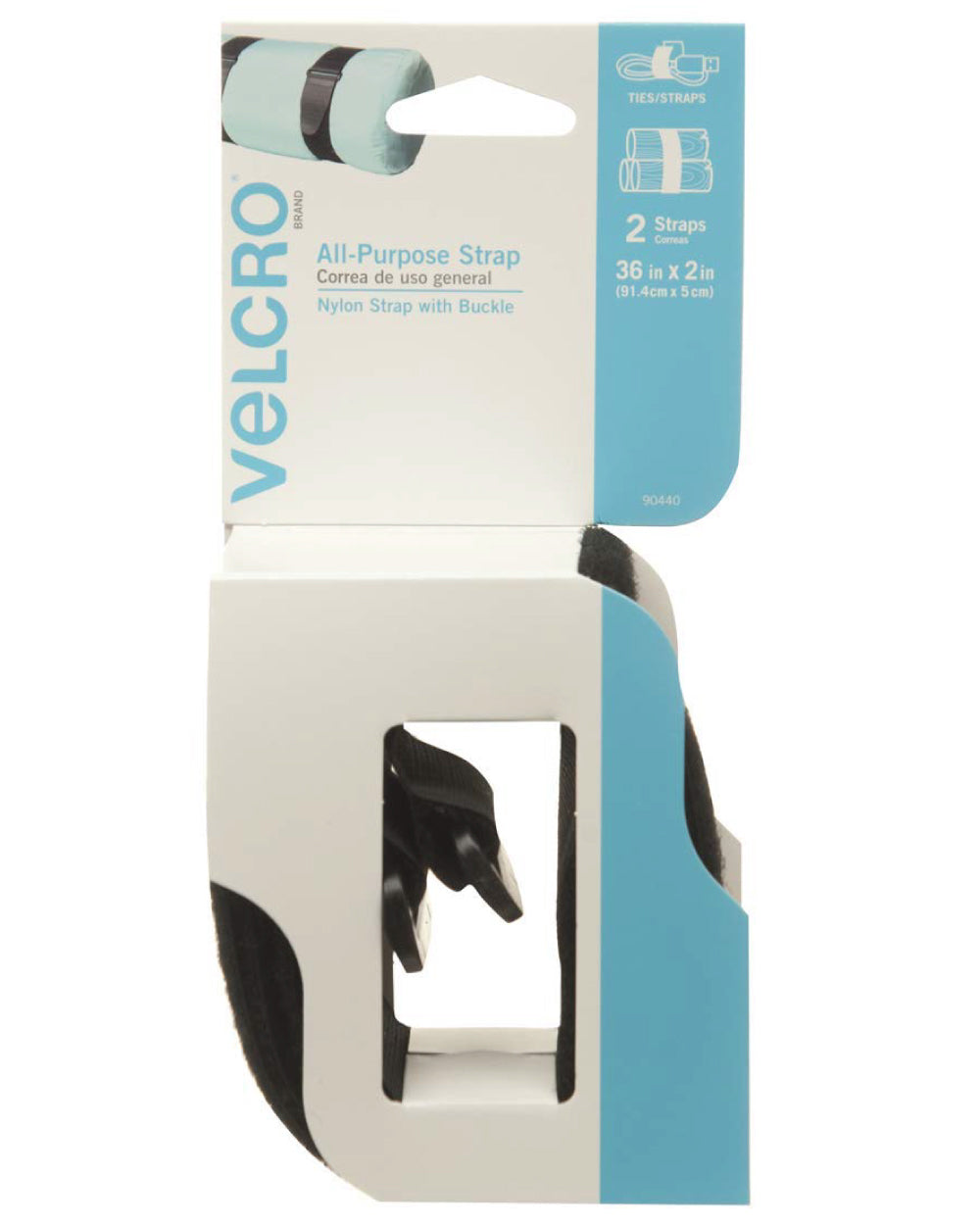 Velcro 2Pack 2X36 Inches Black All Purpose Strap