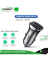UGREEN Dual USB-C + USB-A QC 24W Aluminum Case Fast Car Charger Black