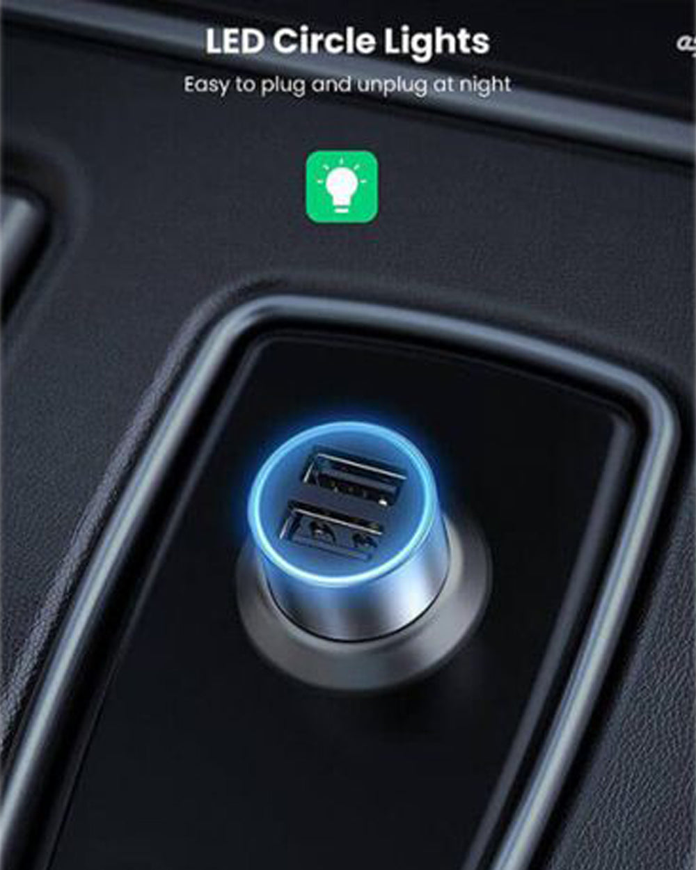 UGREEN Dual USB-A 24W Aluminum Case Car Charger Silver