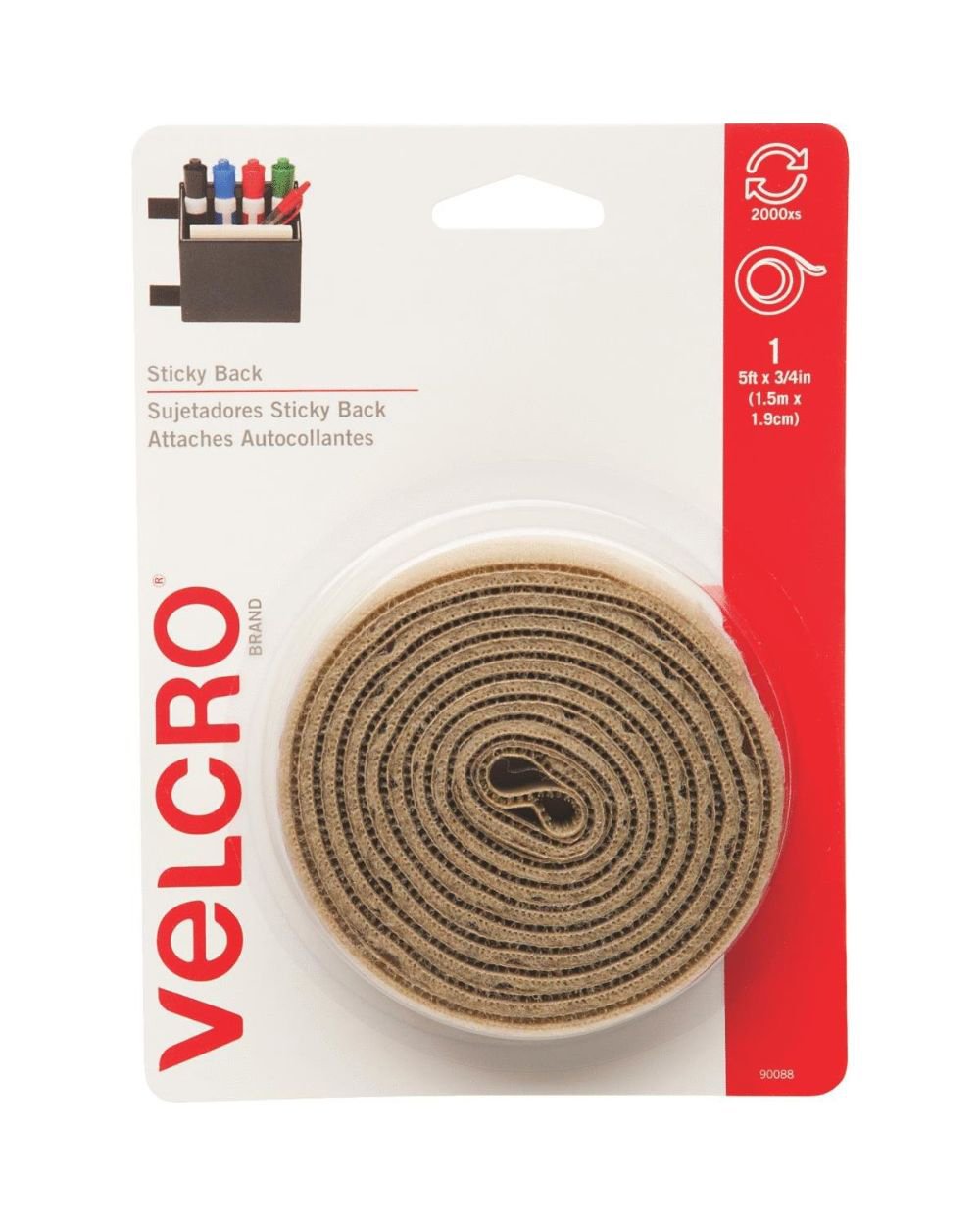 Velcro 3/4inch X 5 ft. Beige Sticky Tape