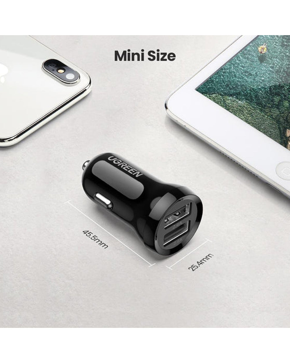 UGREEN Dual USB-A 24W Car Charger Black