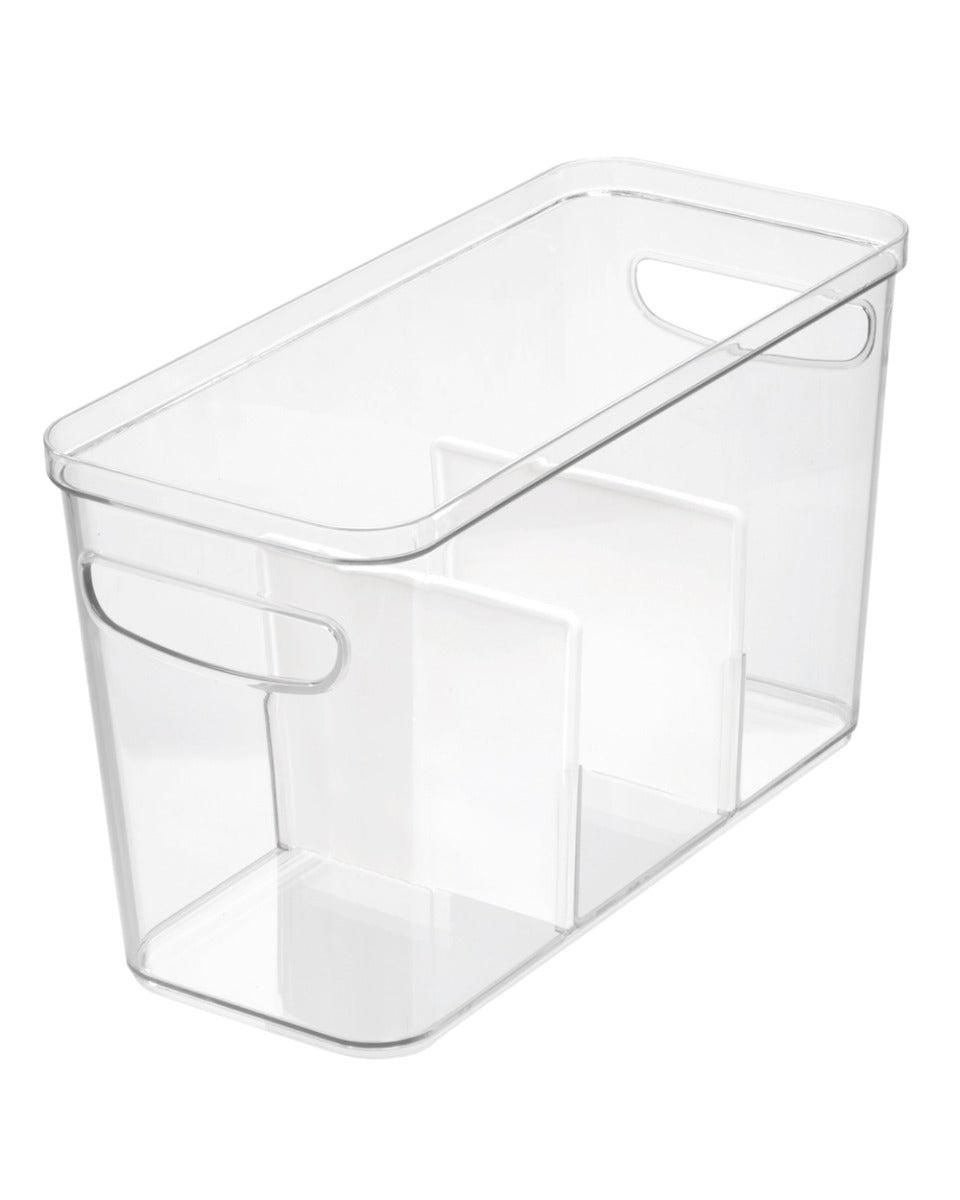 Inter design Crisp Divided Bin 6 X 14 X 8 inch Clear & Matte White