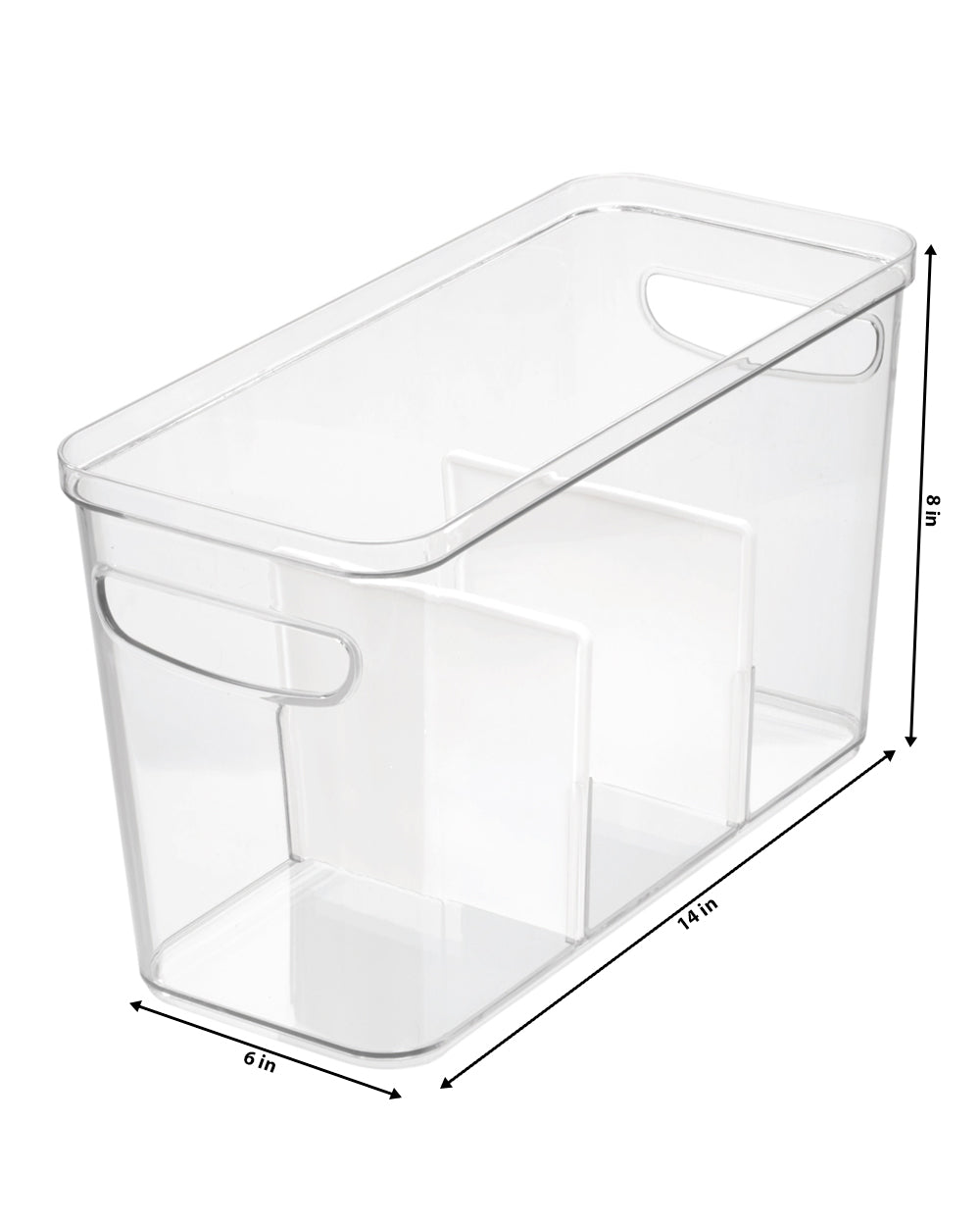 Inter design Crisp Divided Bin 6 X 14 X 8 inch Clear & Matte White