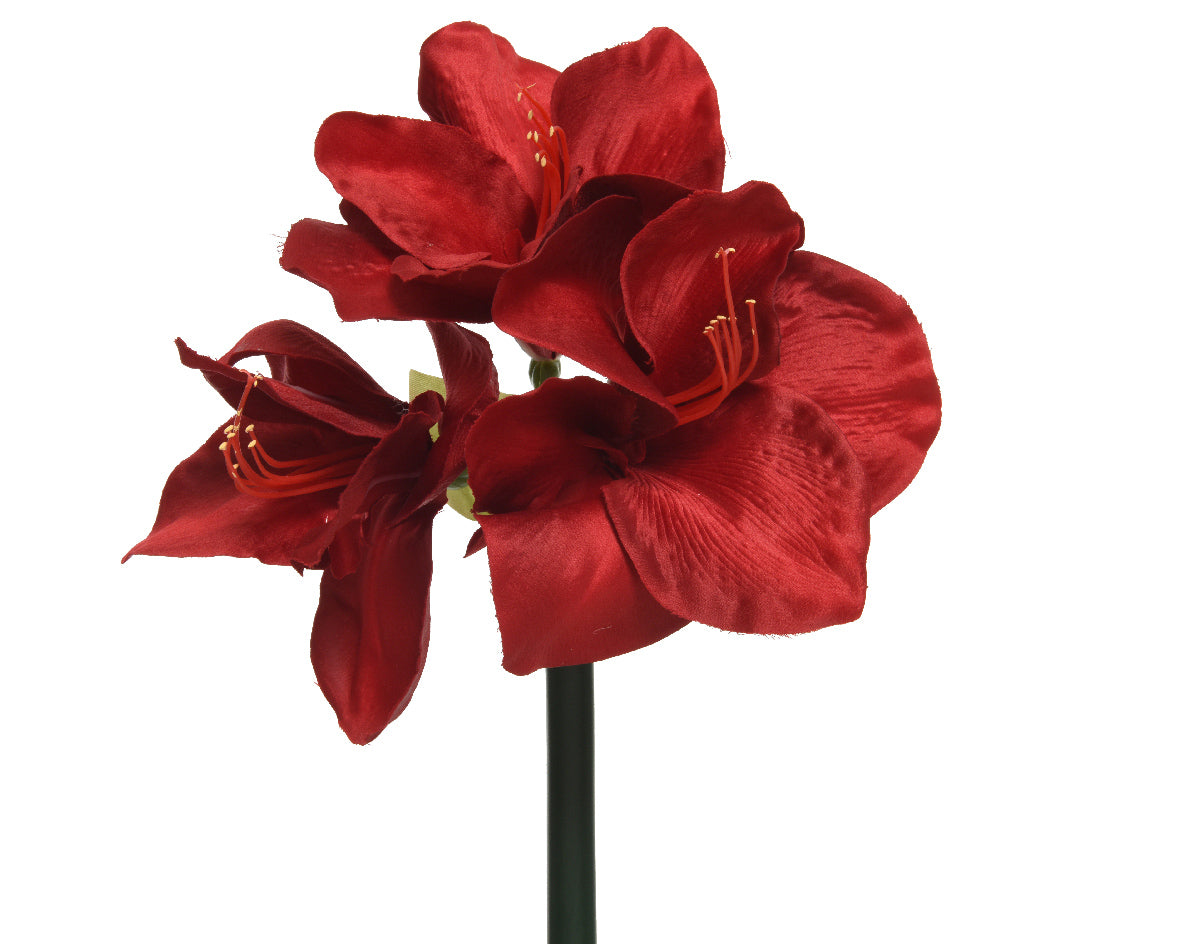 Homesmiths Flower Amaryllis On Stem Polyester Red