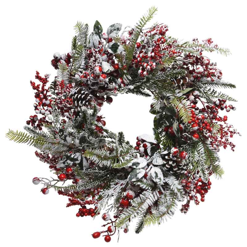 Kaemingk Deco Wreath Frost Red Berries