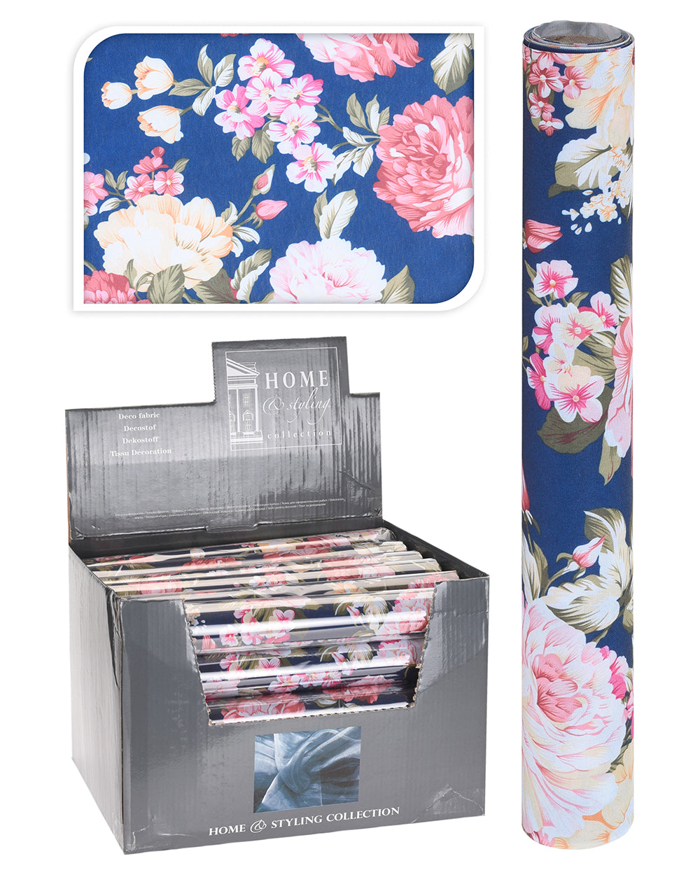 Homesmiths Deco Fabric With Flower 28X500 Blue