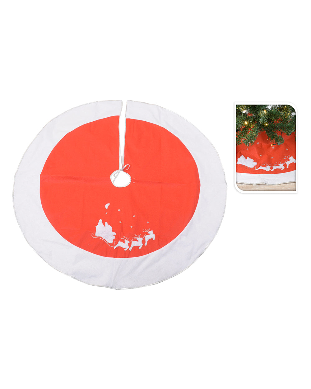 Homesmiths Xmas Tree Skirt 120Cm Sleigh Red