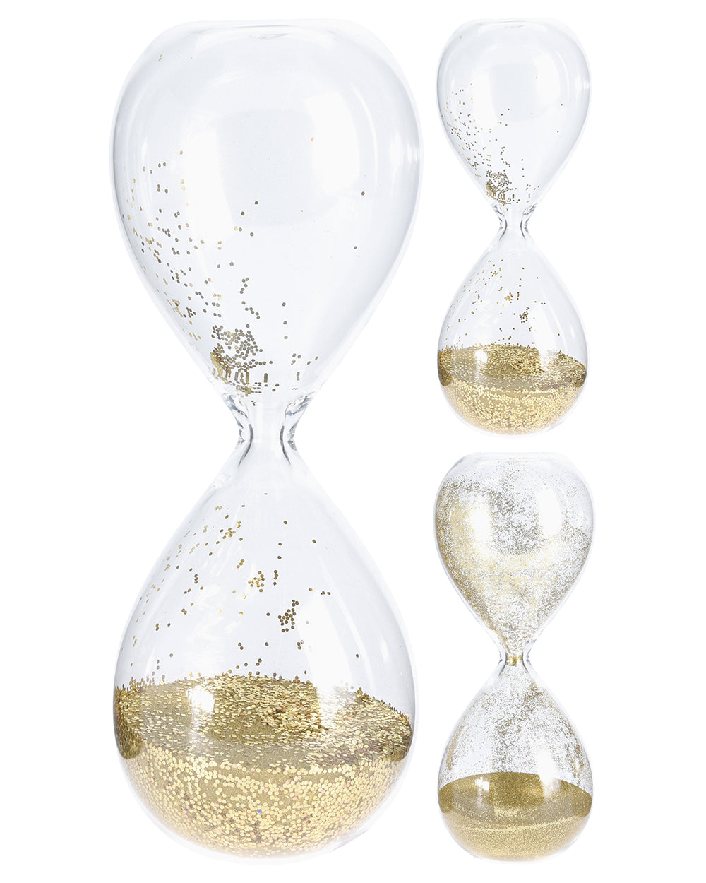 Homesmiths Sand Timer Gold Glitter 2Ass Gold