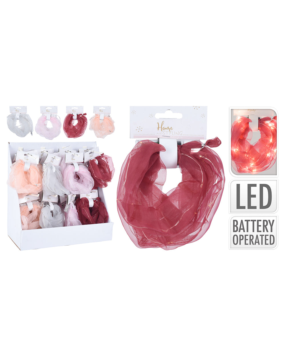 Homesmiths Organza Garland Led 4Ass Clr