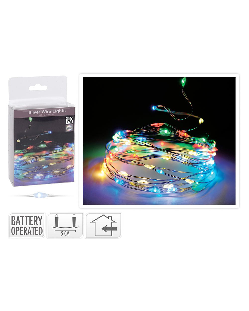 Homesmiths Silverwire 100Led Multi Bo