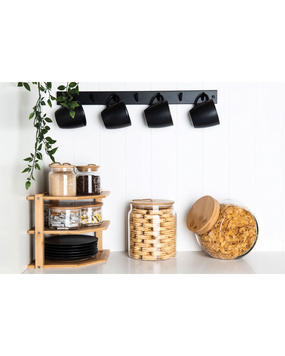 Little Storage Bamboo Glass Snack Jar