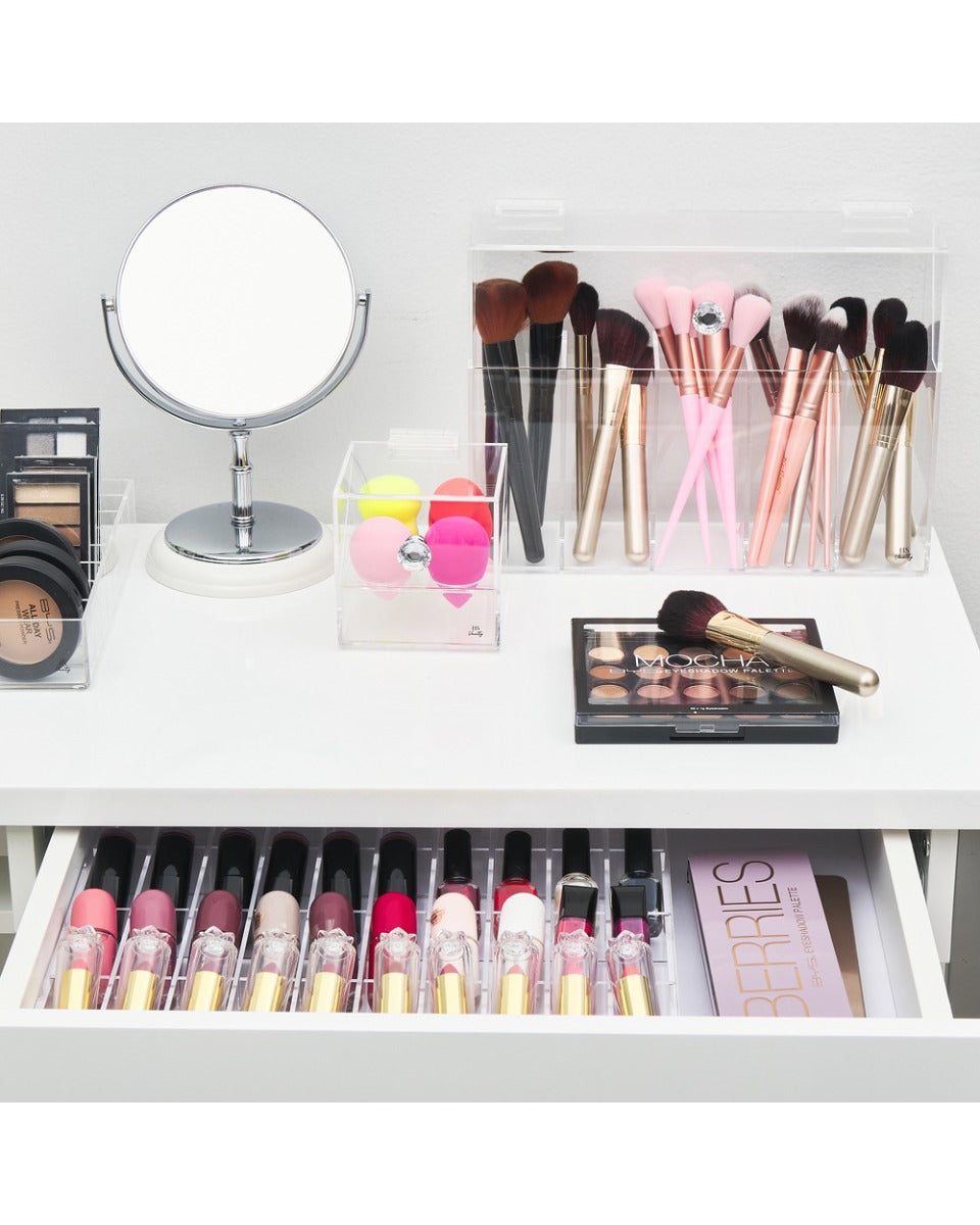 HS Vanity Acrylic Brush Holder Box Clear Acrylic