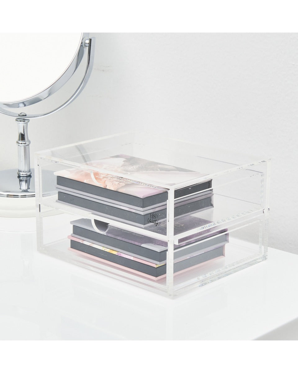 HS Vanity 2 Tiers Acrylic Glasses Display Drawers Clear