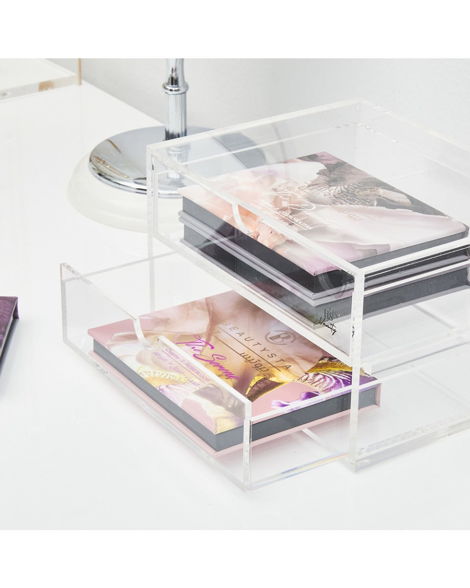 HS Vanity 2 Tiers Acrylic Glasses Display Drawers Clear
