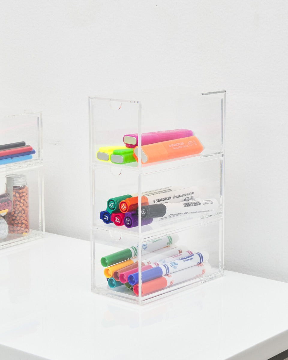 HS Vanity Clear 3 Tiers Acrylic Glasses Display Drawers Clear