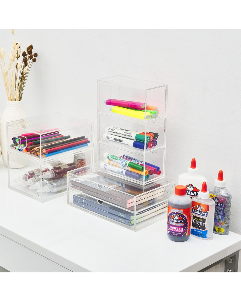HS Vanity Clear 3 Tiers Acrylic Glasses Display Drawers Clear