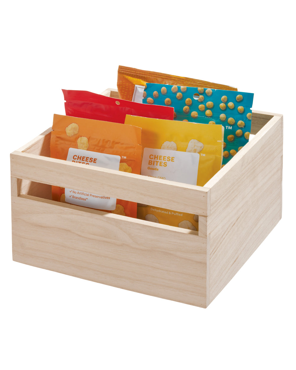 Interdesign Wood Handled Bin 10 x 10 x 6 inch