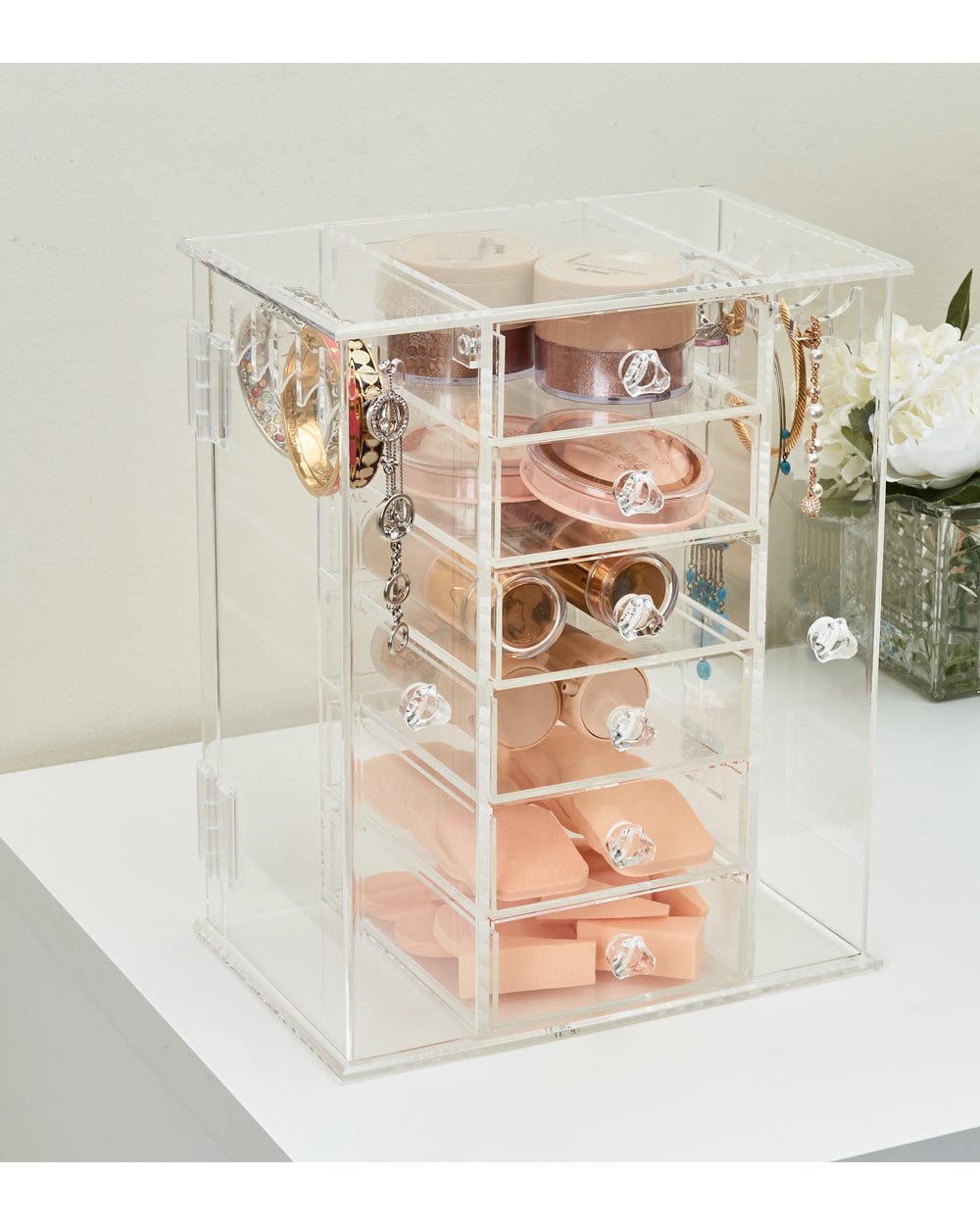 HS Vanity Customized Product Acrylic Jewelry Box with 6 Drawers Clear
