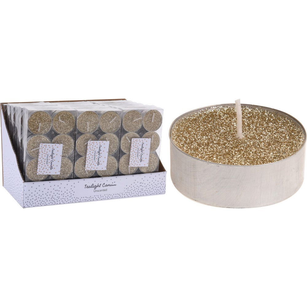 Koopman Tealight Candle Set – 8pcs Gold Tea Lights, Unscented Candles for Home, Christmas, Holiday & Seasonal Decoration, Wedding & Party Use