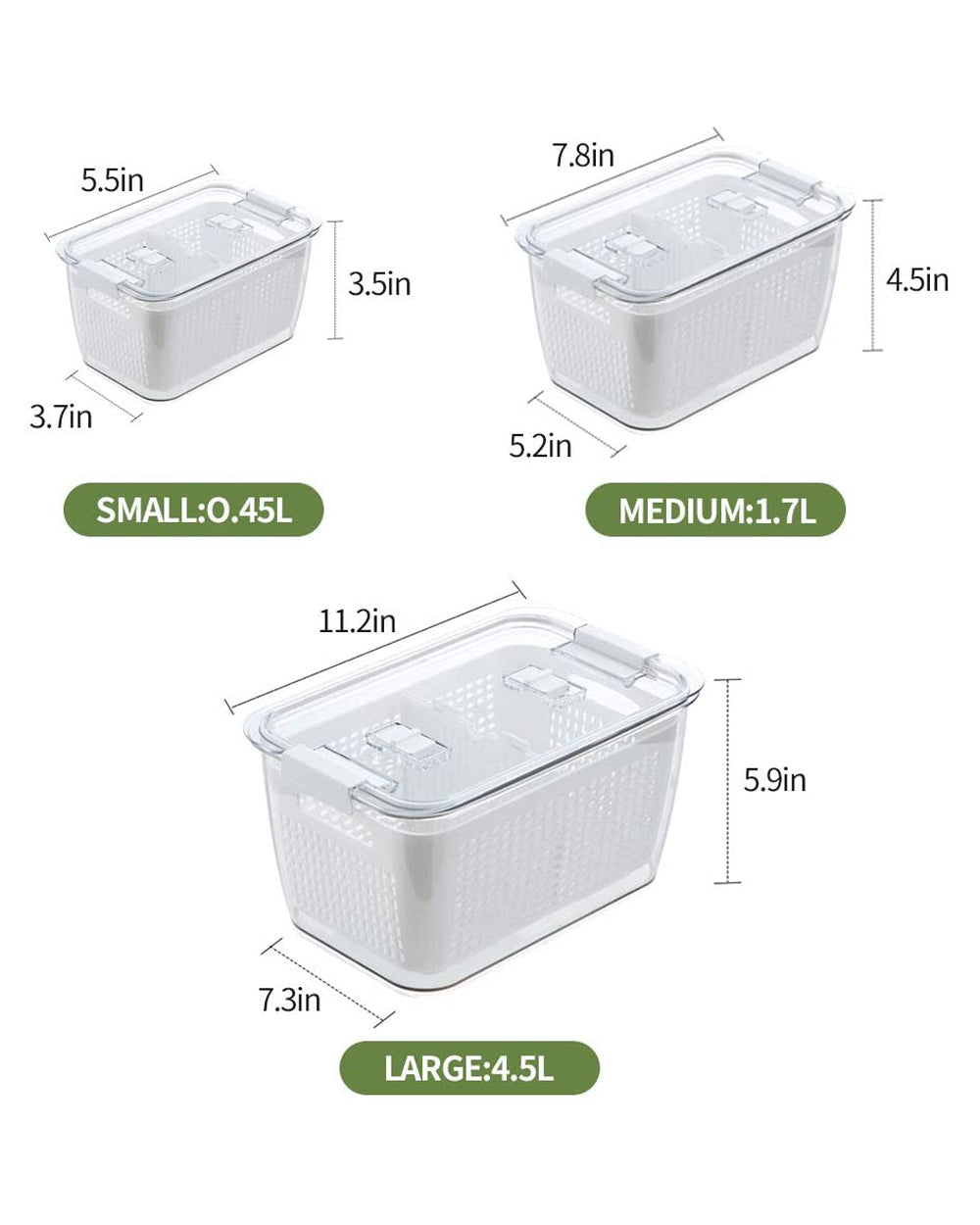 Homesmiths Medium Fridge Storage Container with Double Layer Fruit Basket