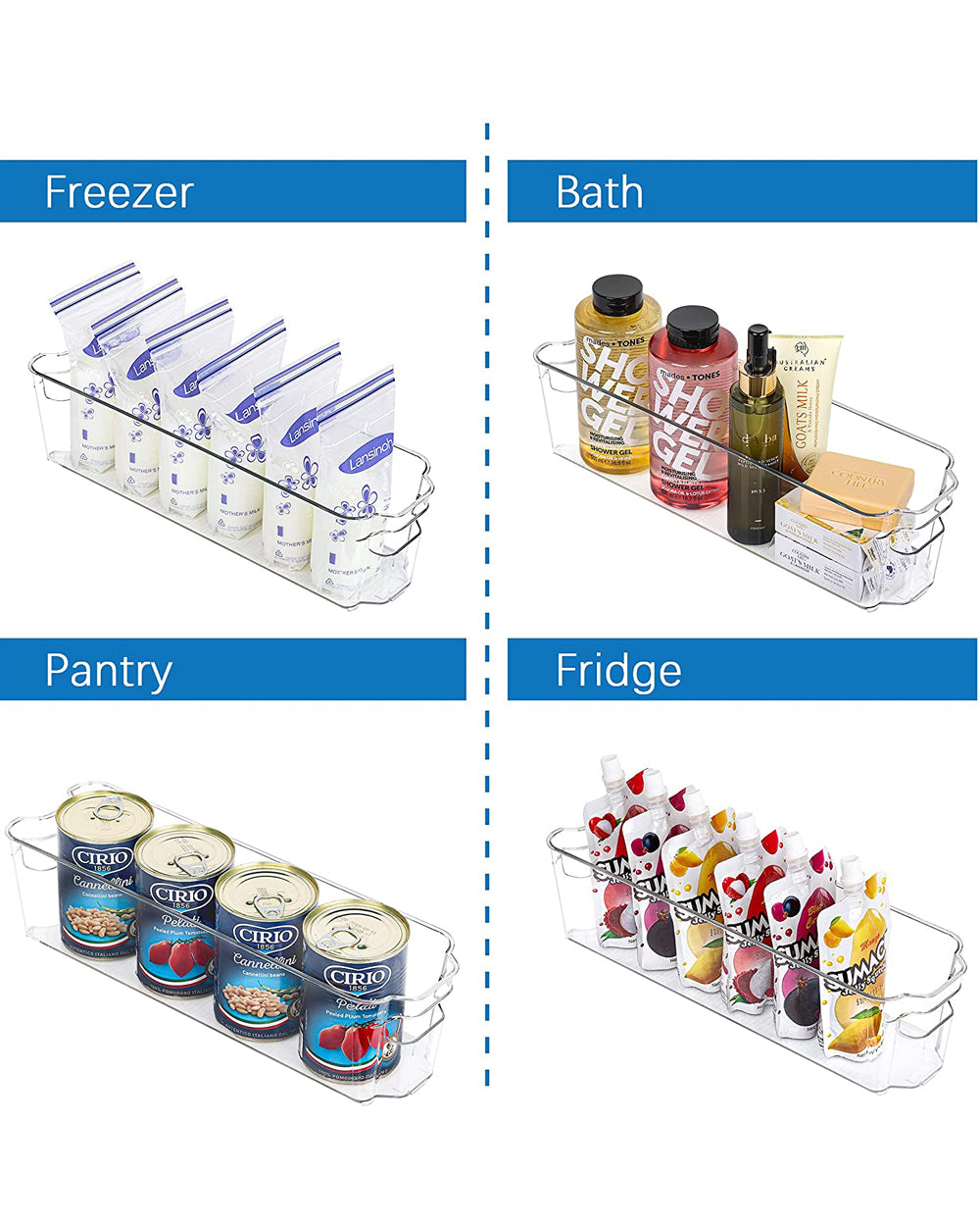 Homesmiths Multipurpose Bin Narrow 37.5 x 11 x 10 cm Clear