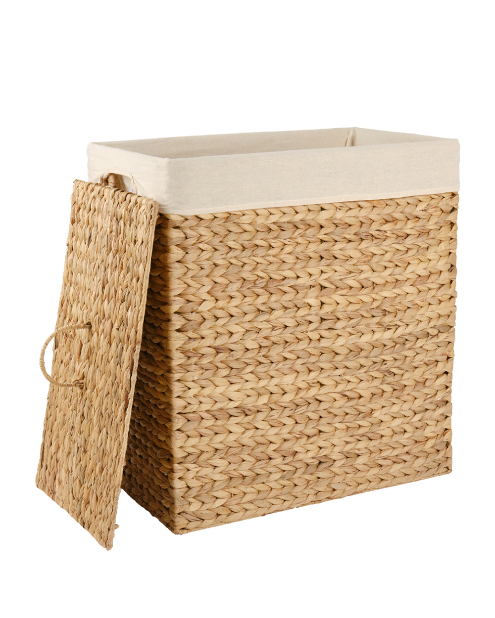 Homesmiths Rectangular Water Hyacinth Laundry Hamper 54.5 x 33 x 61 cm