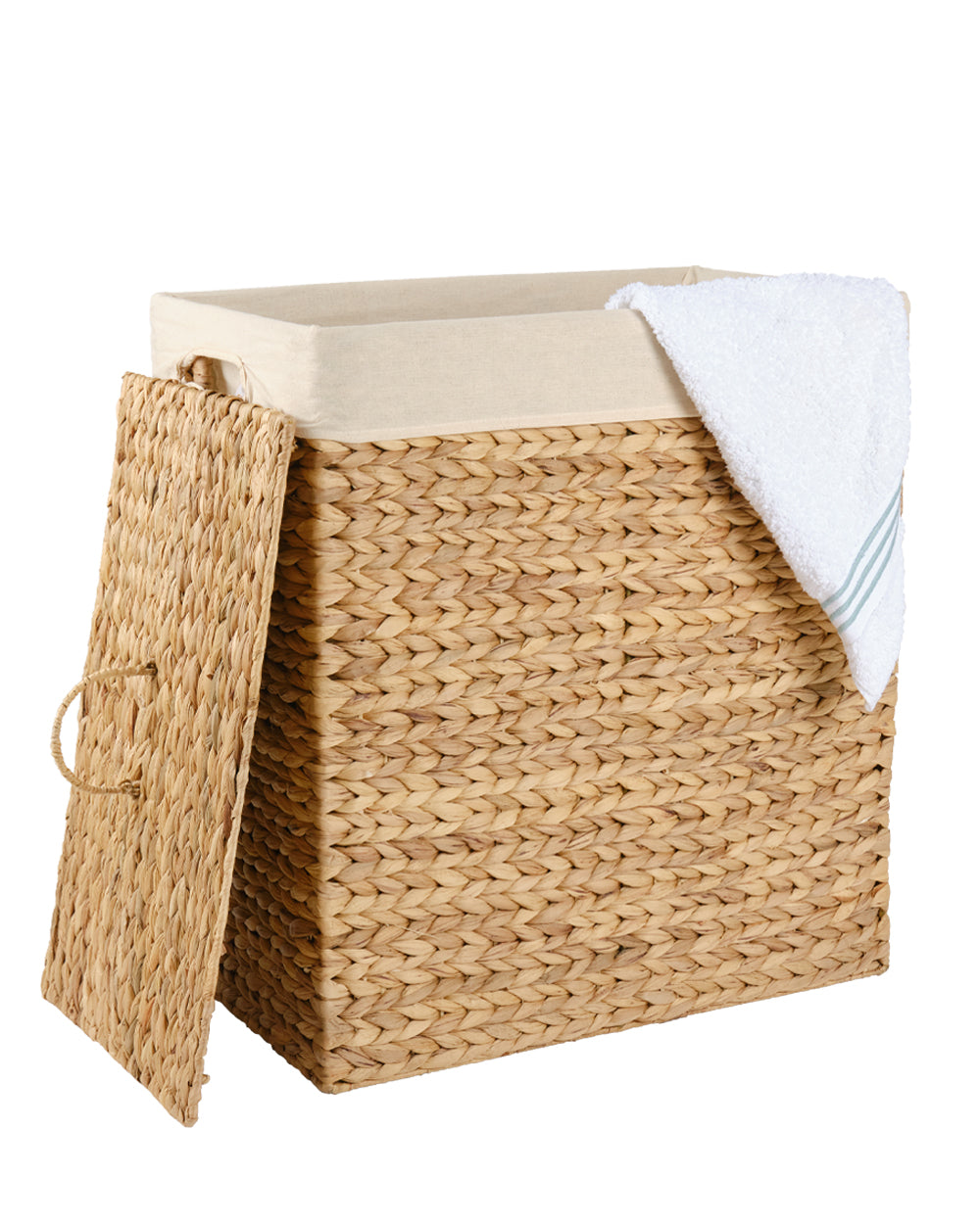 Homesmiths Rectangular Water Hyacinth Laundry Hamper 54.5 x 33 x 61 cm