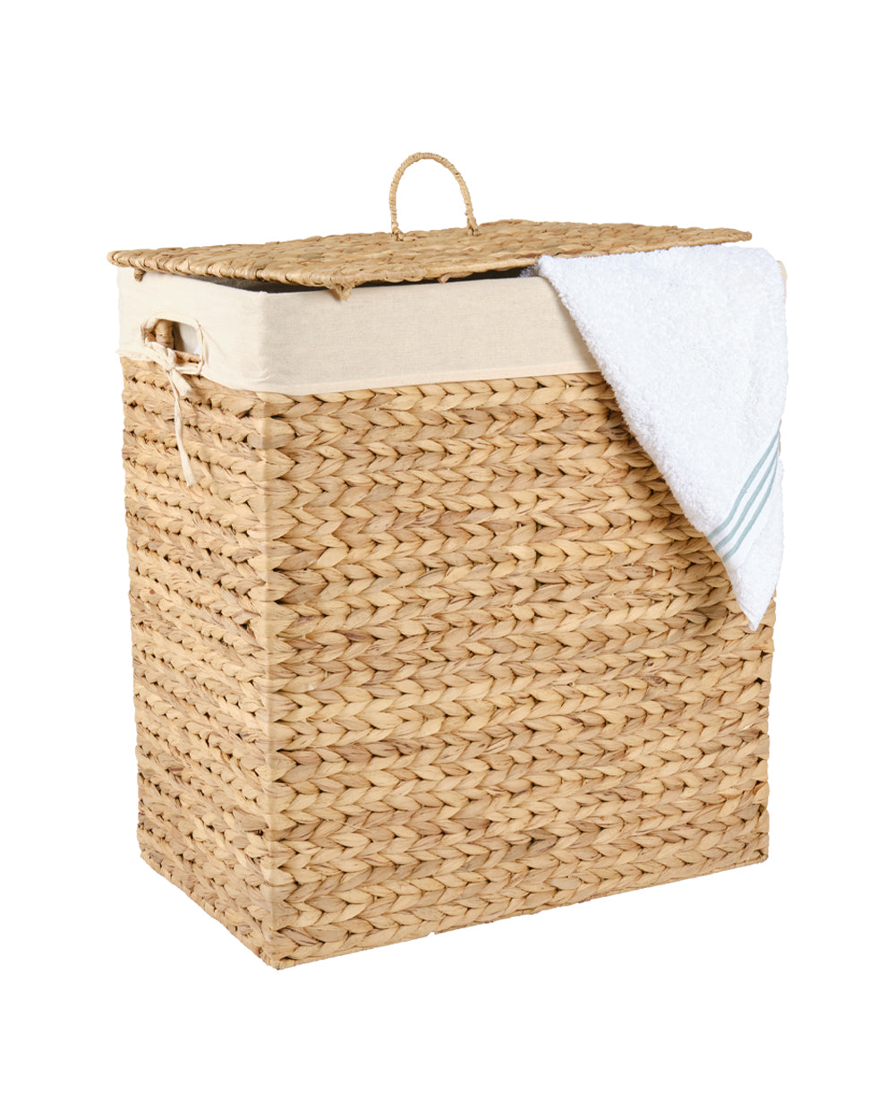 Homesmiths Rectangular Water Hyacinth Laundry Hamper 54.5 x 33 x 61 cm
