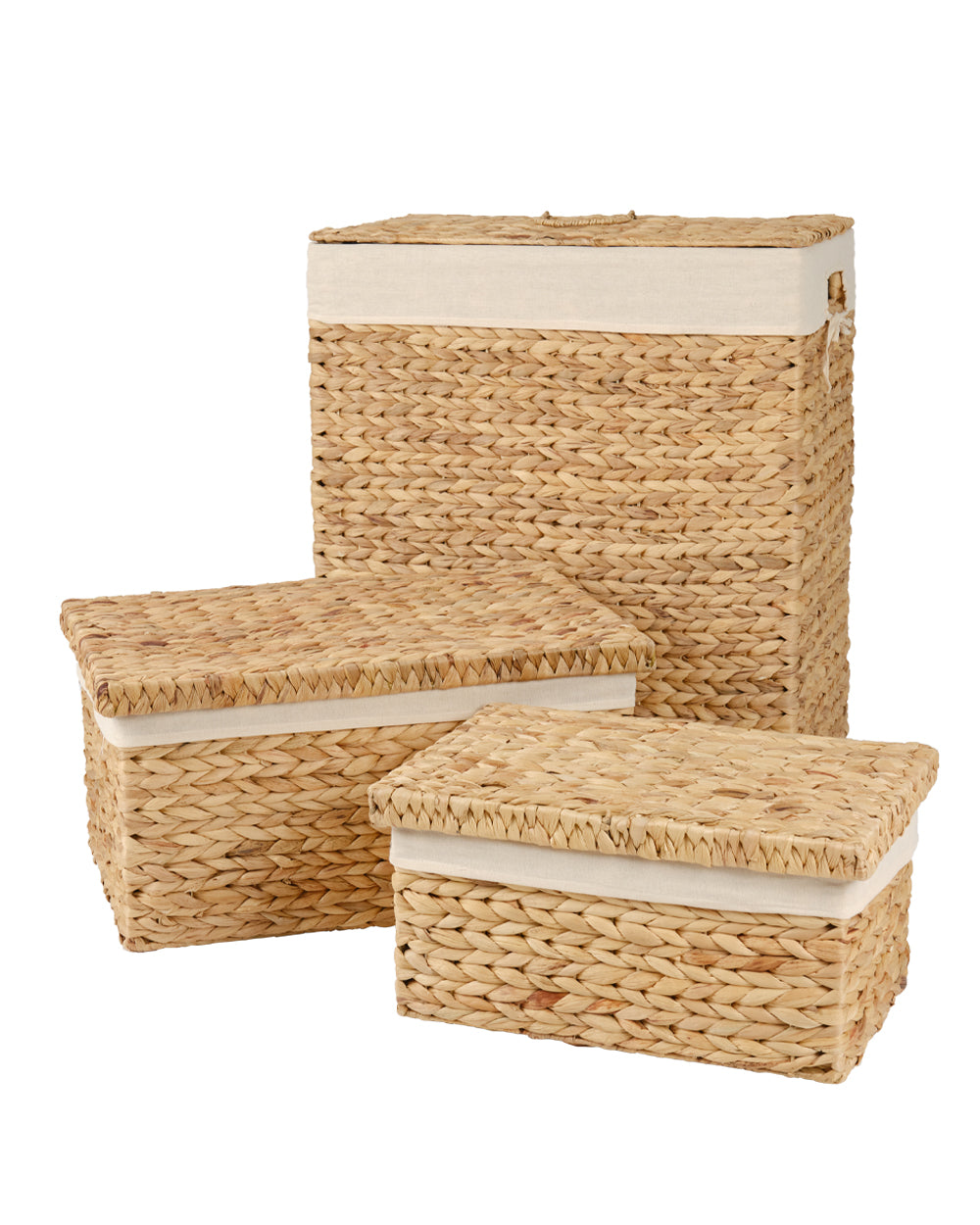 Homesmiths Rectangular Water Hyacinth Laundry Hamper 54.5 x 33 x 61 cm