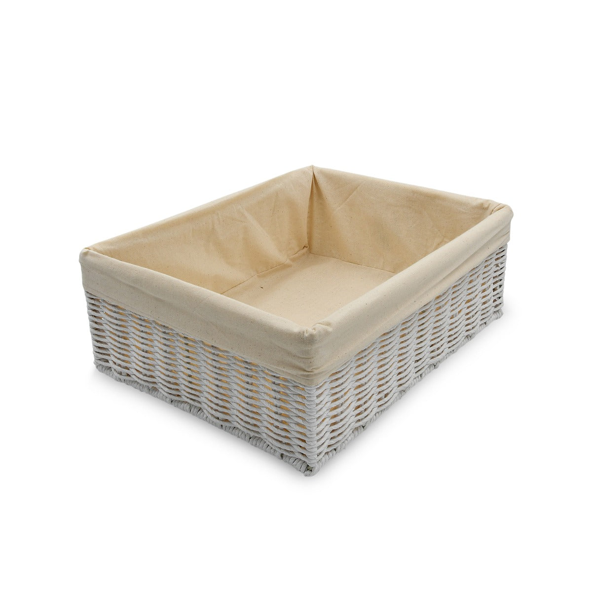 Homesmiths Large Storage Basket White With Liner 36 x 27 x 13 cm
