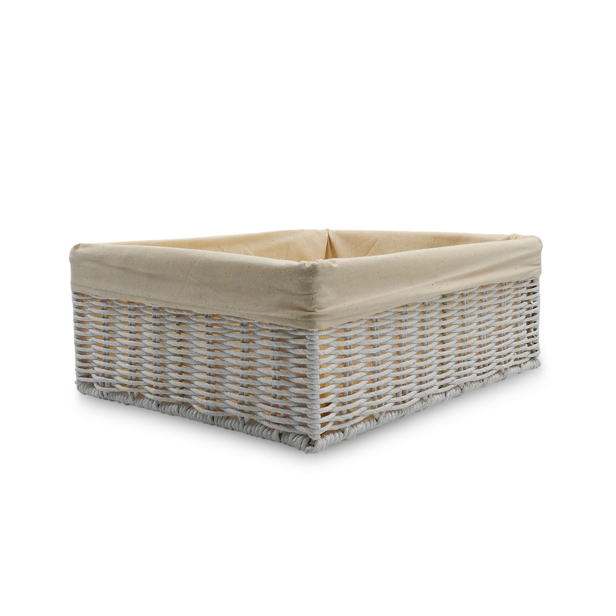 Homesmiths Large Storage Basket White With Liner 36 x 27 x 13 cm