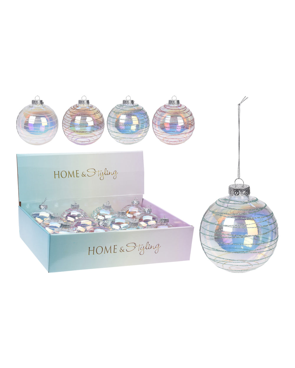 Homesmiths Xmas Ball 100Mm Stripe Glitter