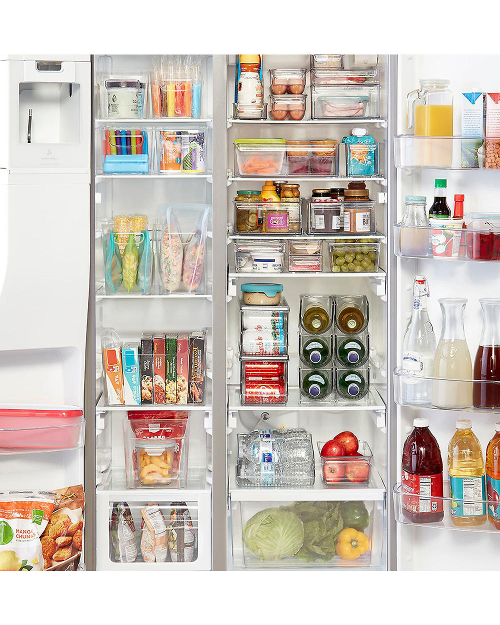 iDesign Narrow Divided Freezer Bin Clear