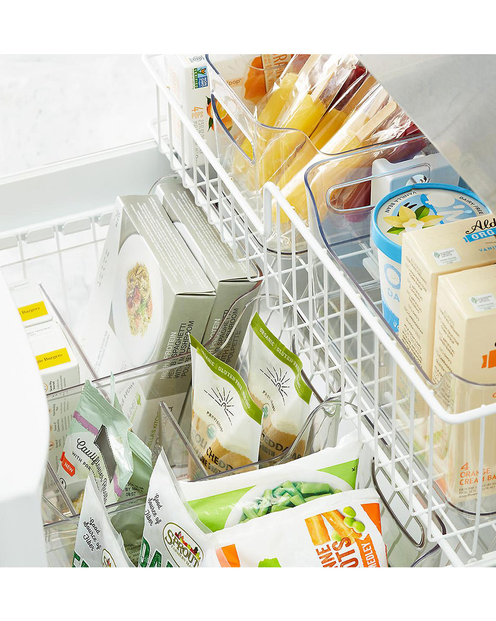 iDesign Narrow Divided Freezer Bin Clear