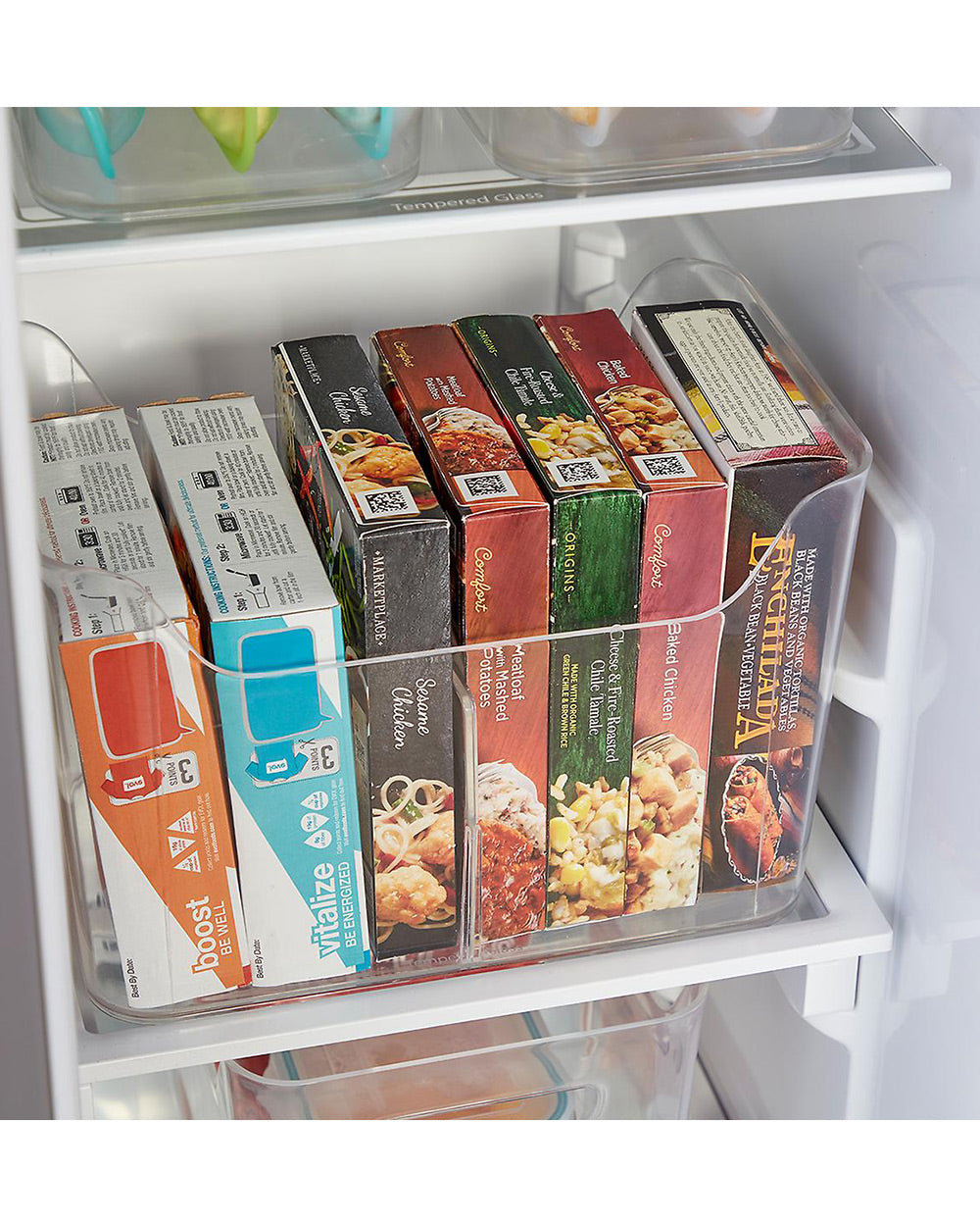 iDesign Narrow Divided Freezer Bin Clear
