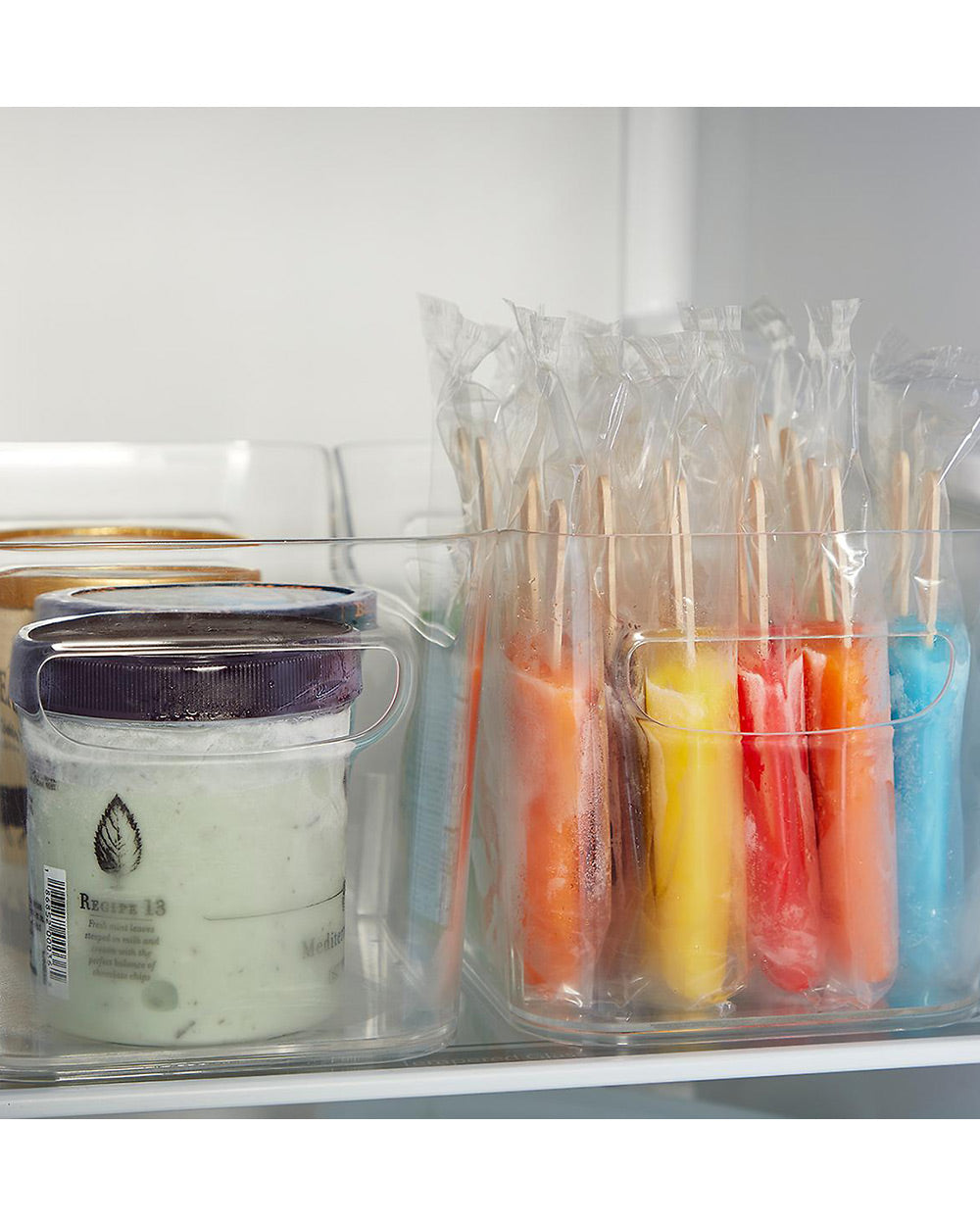 iDesign Narrow Divided Freezer Bin Clear