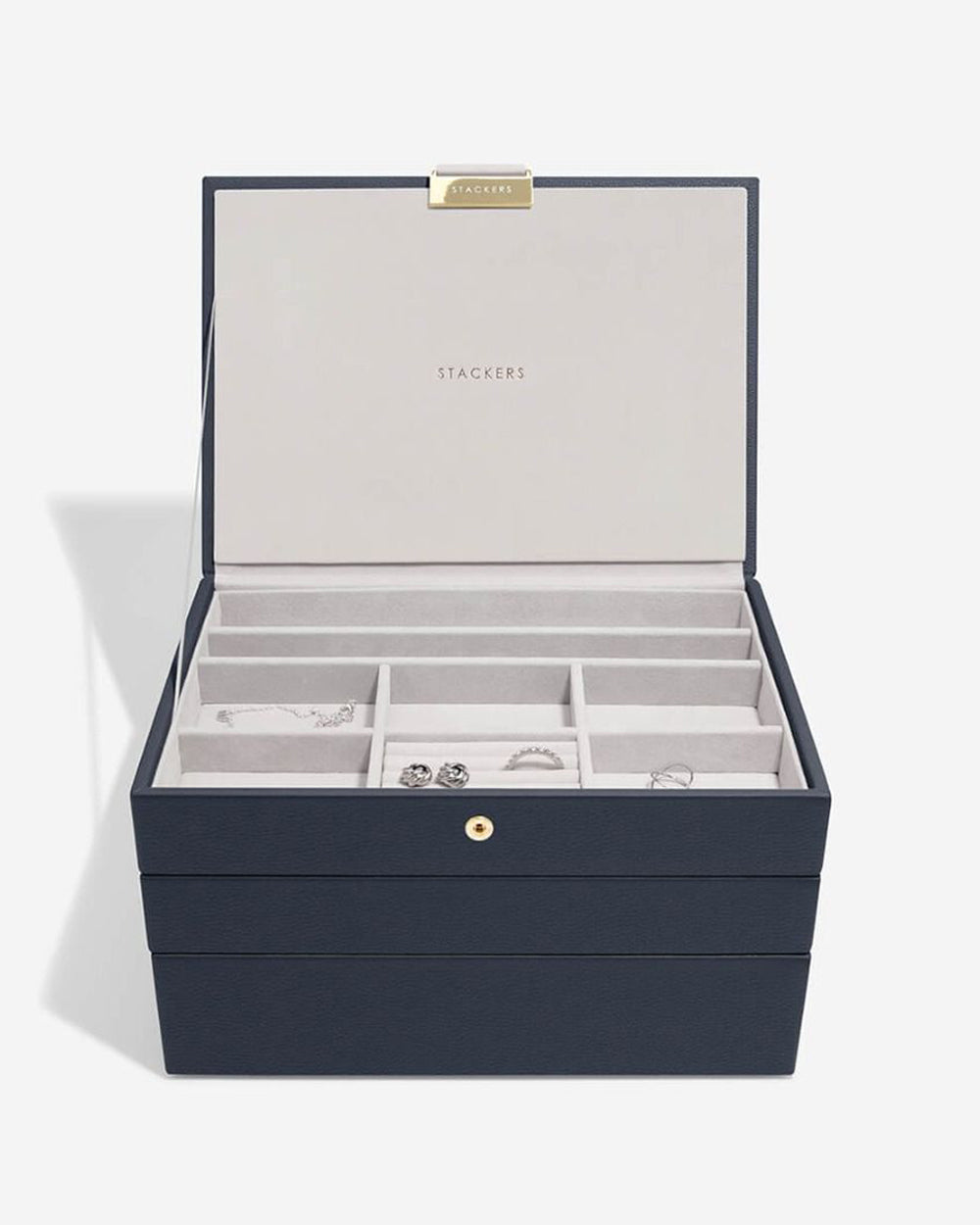 Stackers 3 Pieces Pebble Navy Classic Jwellery Box
