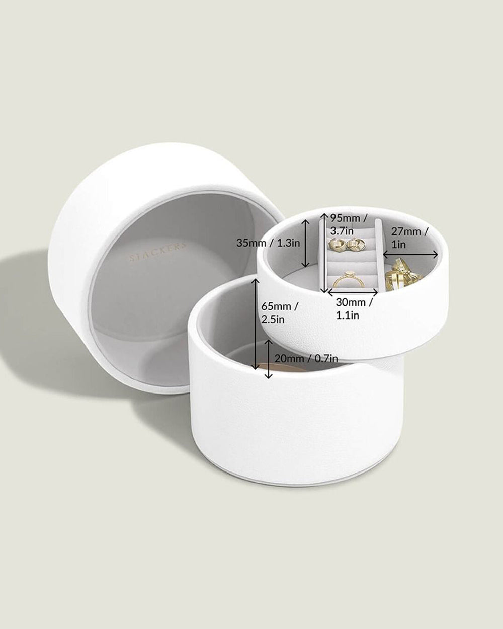 Stackers Bedside Jewellery Box Pod Pebble White