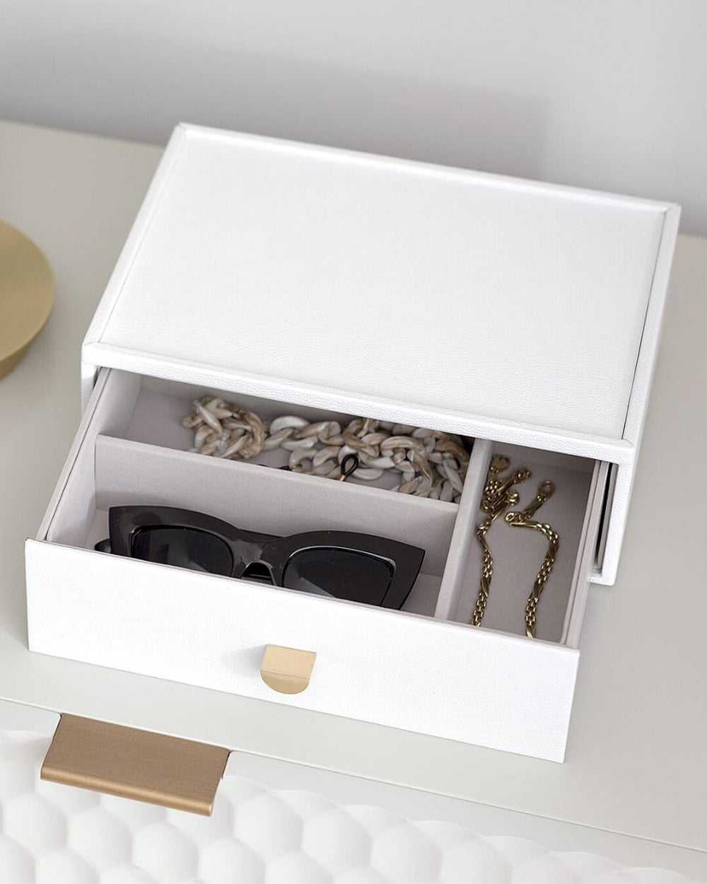 Stackers Classic Deep 3 Drawer Pebble White 18 x 25 x 8.2 cm