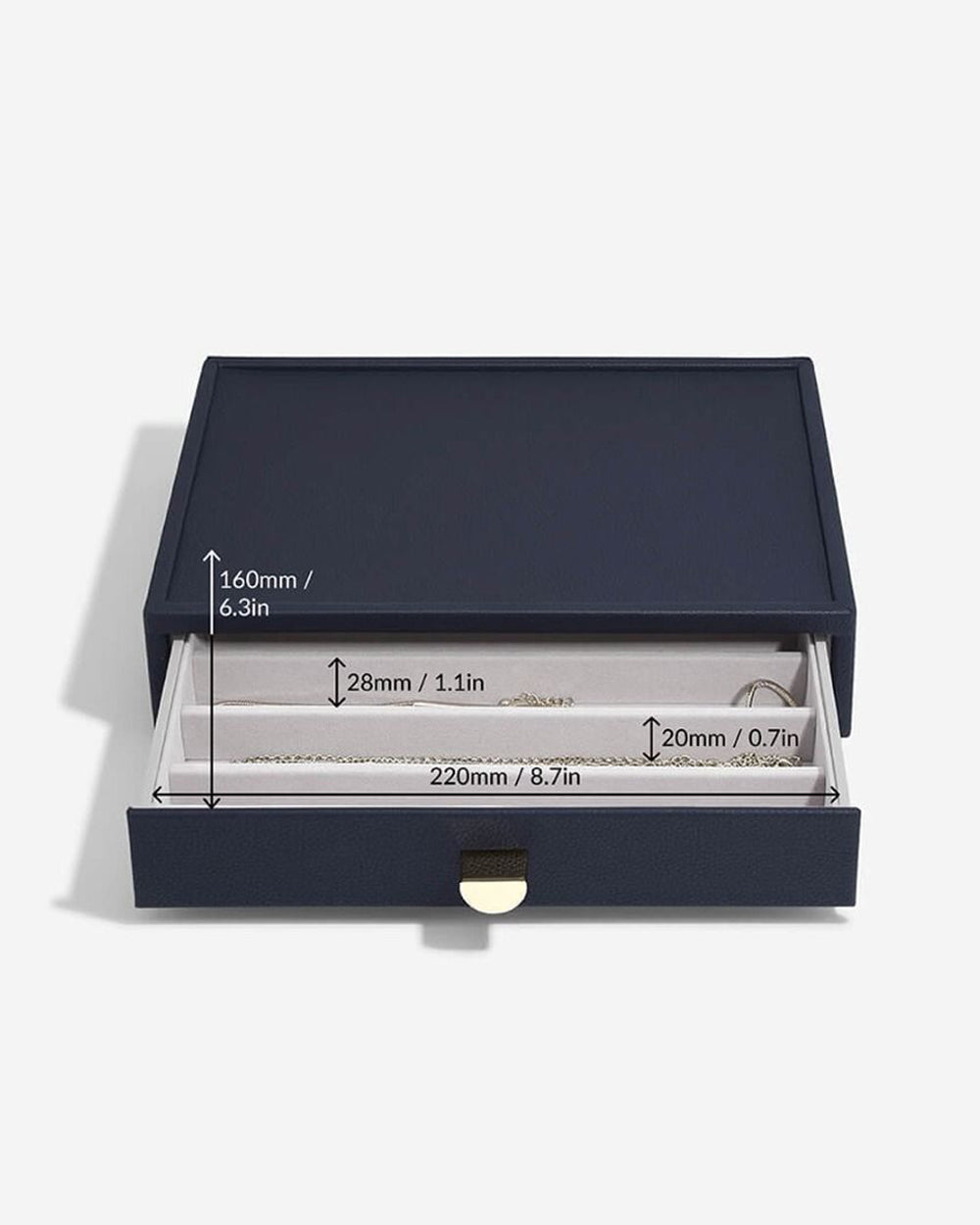 Stackers Classic Necklace Drawer Pebble Navy 18 x 25 x 5.6 cm