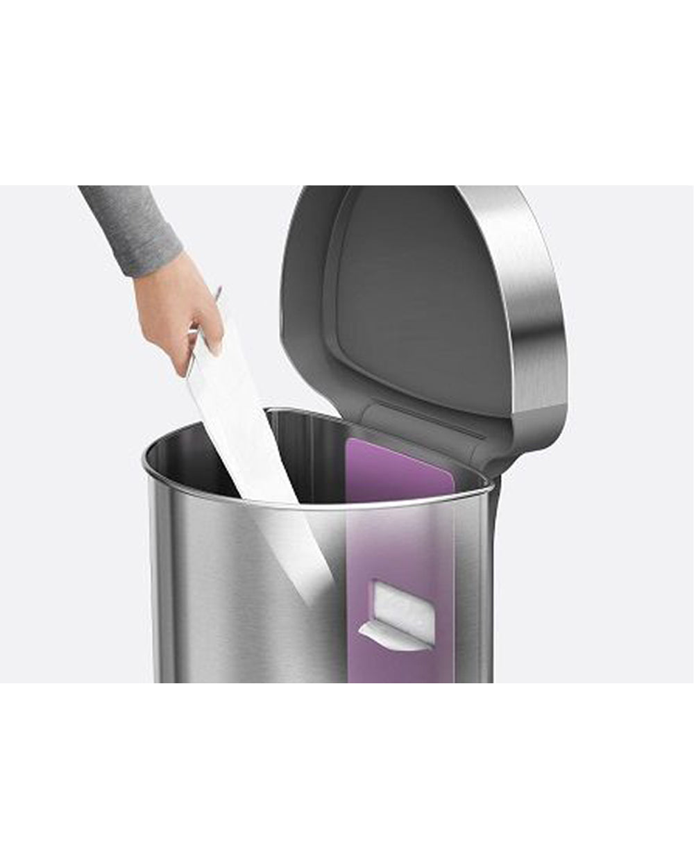 Simplehuman Stainless Steel Semi Round Sensor Bin with Liner Pocket 45 Liter