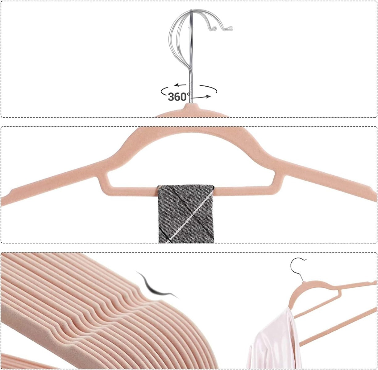 Homesmiths Velvet Hangers Pink Pack of 7