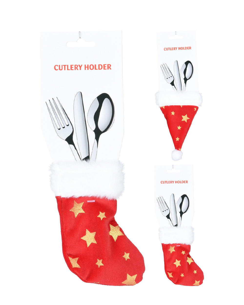 Homesmiths Christmas 14Cm Cutlery Holder Xmas Hat Assorted 1 Piece