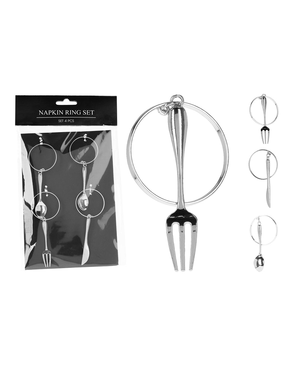 Homesmiths Christmas 6Cm Napkin Ring Silver Set Of 4 Assorted 1 Set