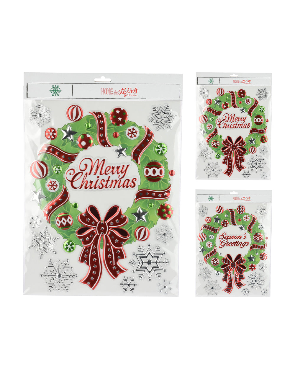 Homesmiths Christmas Sticker Set Wreath 30Cm Assorted 1 Piece