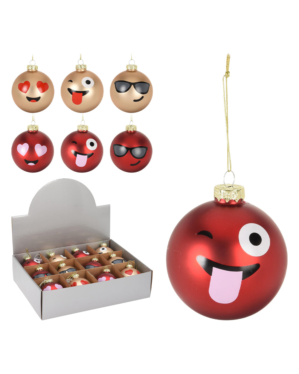 Homesmiths Christmas Ball 80Mm Glass Smiley Assorted 1 Piece