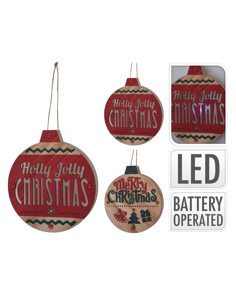 Homesmiths Christmas Hanging Ball With 15 Led Assorted 1 Piece